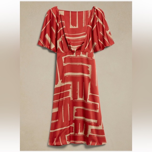 Banana Republic Red and Gold Midi Dress - Picture 11 of 11